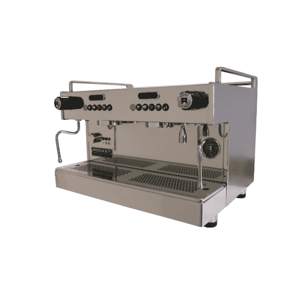 Rocket Boxer group 2 rental coffee machine side of unit